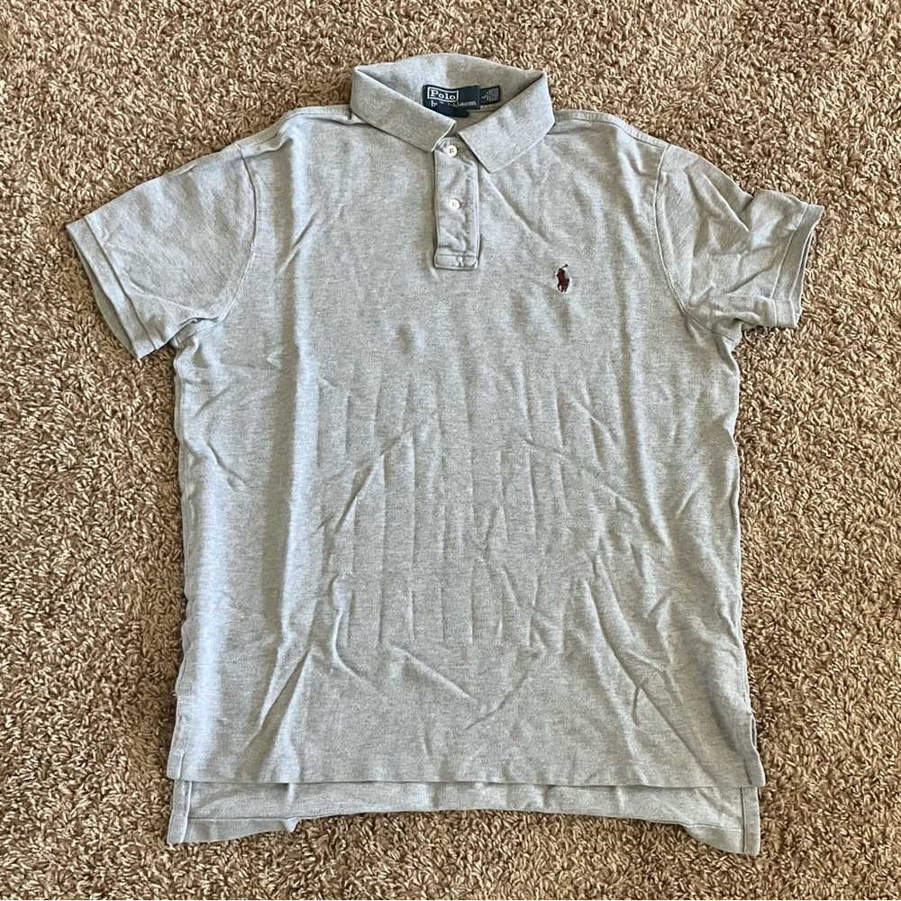 POLO By Ralph Lauren |Gray  W/ Maroon Pony Logo| SS Polo Shirt Men’s Large